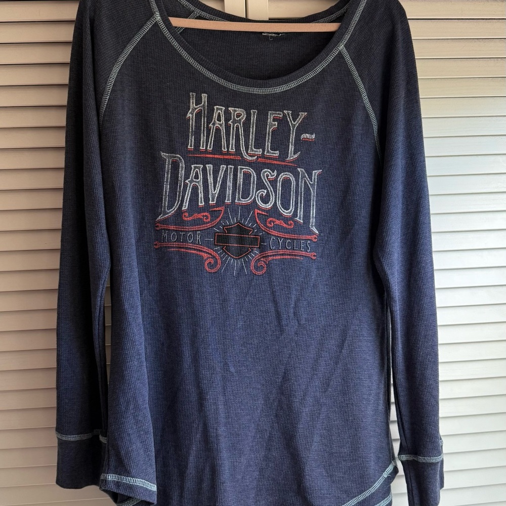 Harley-Davidson Navy Long Sleeve Waffle Knot Shirt